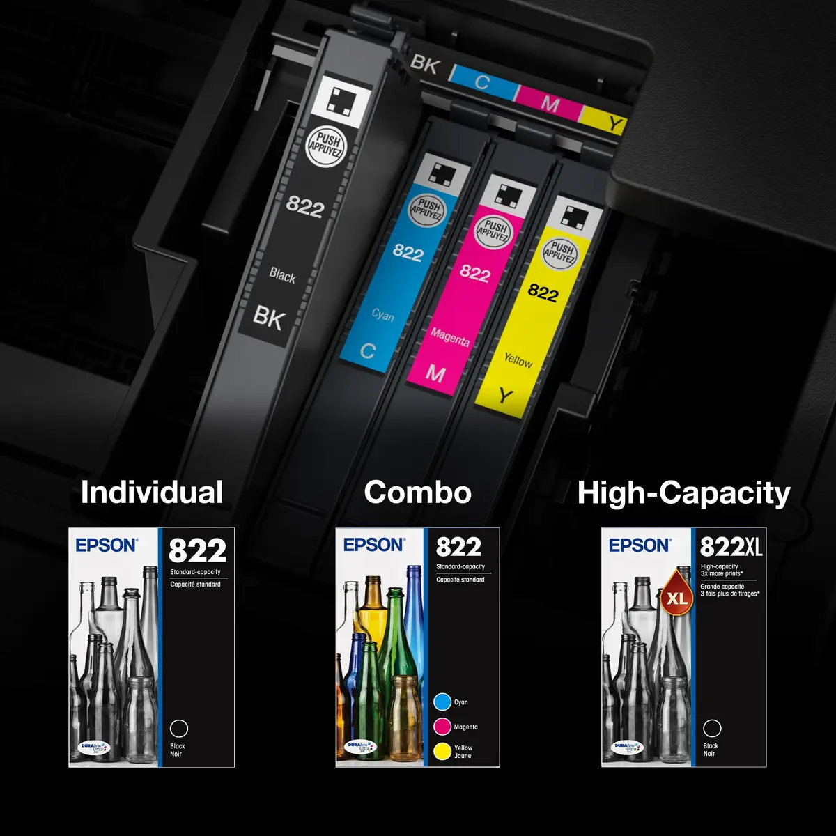 Epson 822 Genuine Ink Standard Capacity Color Cartridge 4-Pack T822520-S | 300 Pages Yield - view 5