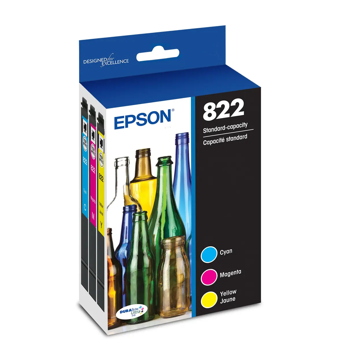 Epson 822 Genuine Ink Standard Capacity Color Cartridge 4-Pack T822520-S | 300 Pages Yield - main product image