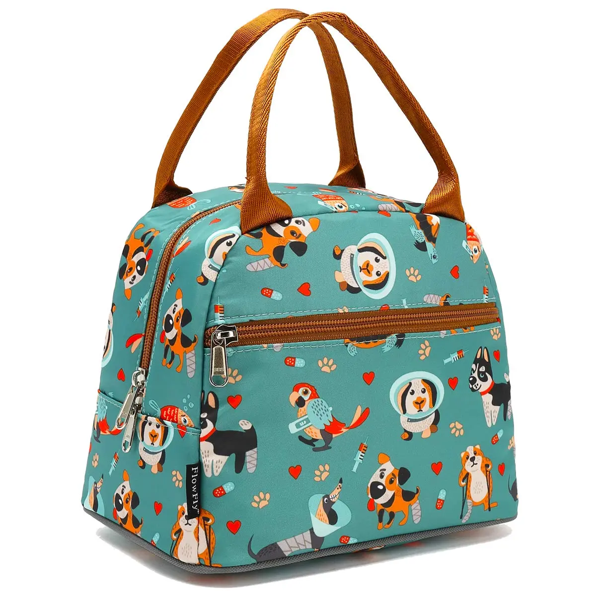 FlowFly Insulated Lunch Cooler Bag - Tote Bag Organizer for Women/Men, Dog | Water Resistant, Freezer Safe, 9.1”L×6.1”W×12.3”H - main product image