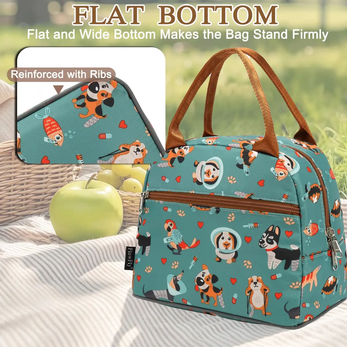 FlowFly Insulated Lunch Cooler Bag - Tote Bag Organizer for Women/Men, Dog | Water Resistant, Freezer Safe, 9.1”L×6.1”W×12.3”H - view 7