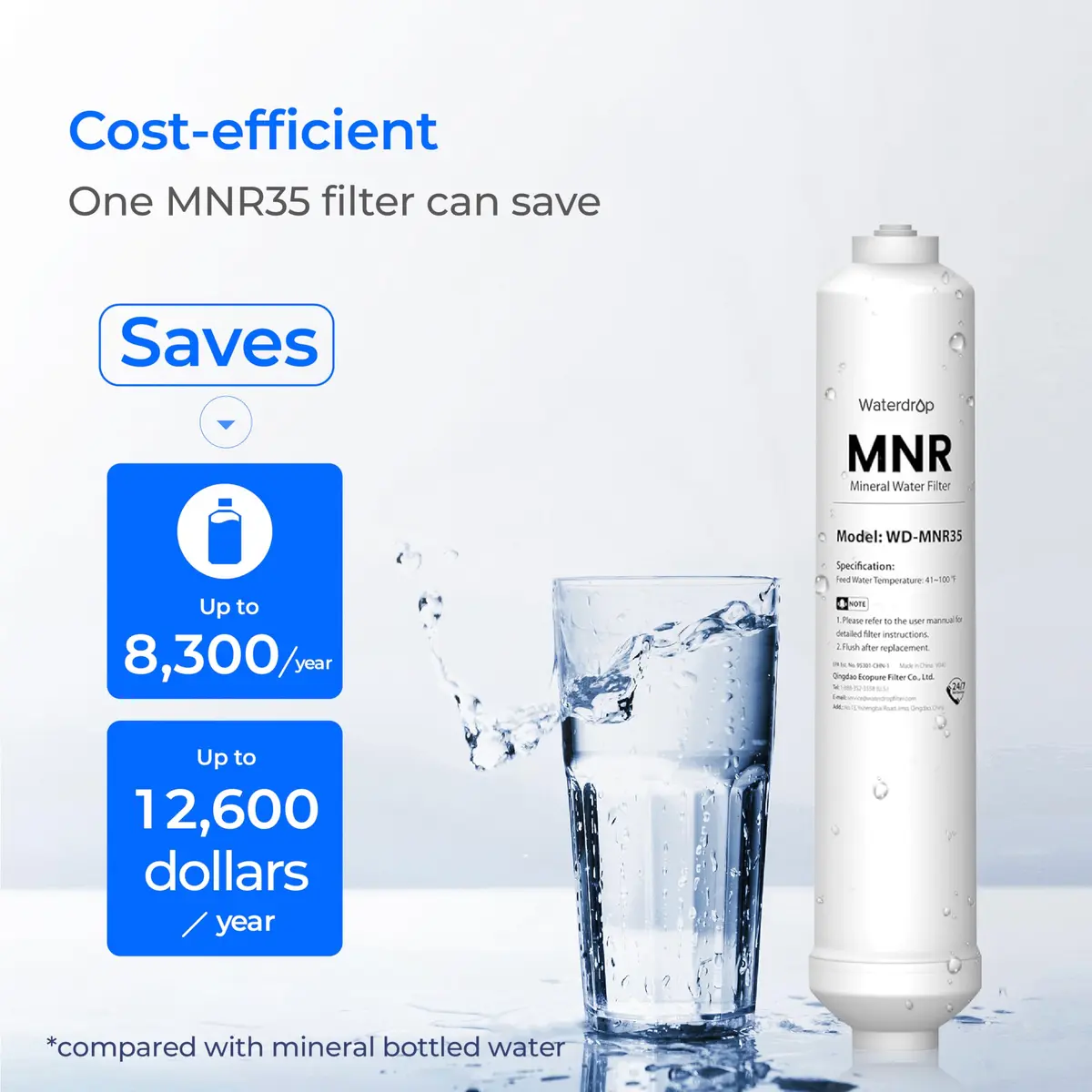 Waterdrop MNR35 Remineralization Filter 15.6 cm (6.14 in) | Restores Essential Minerals for RO Systems - view 6