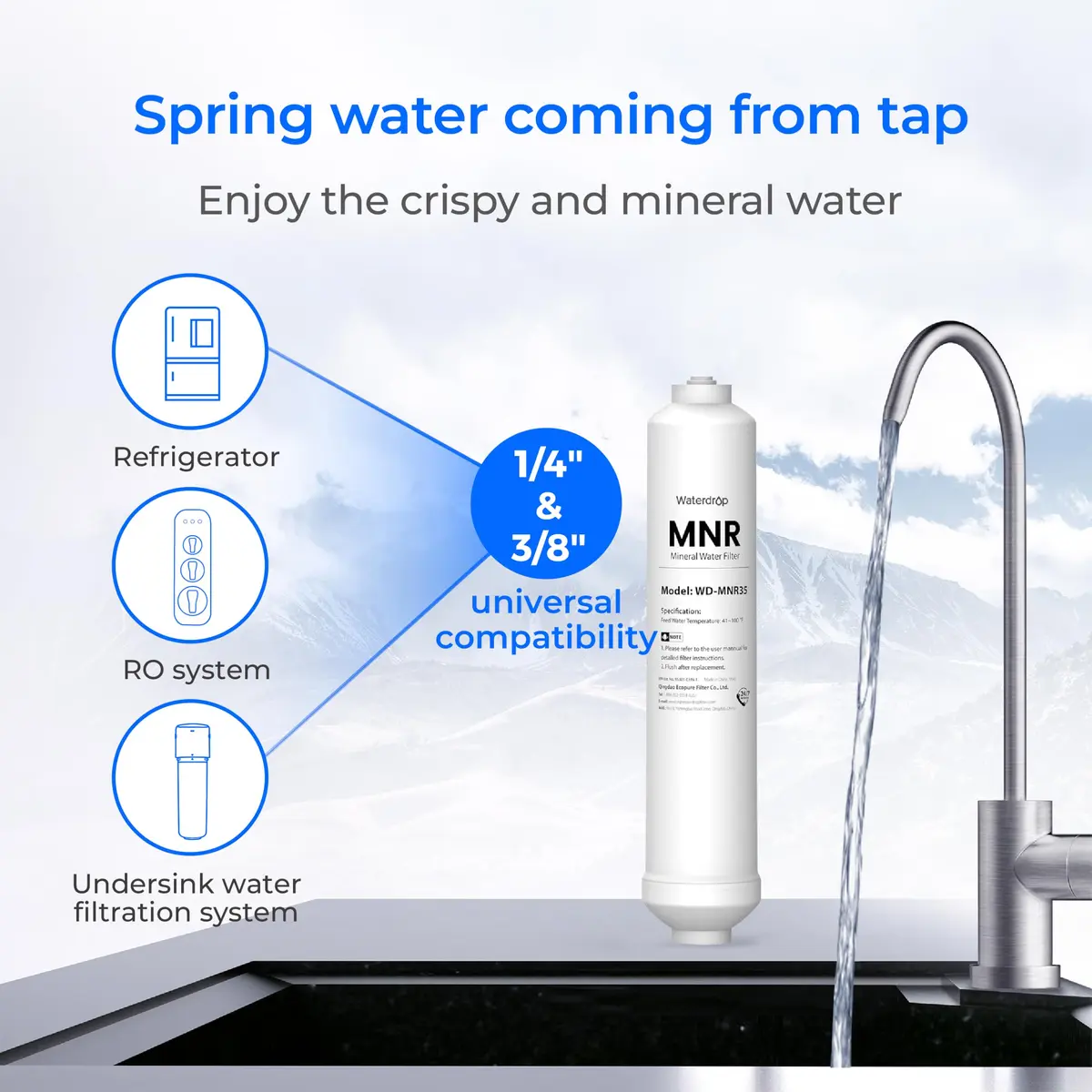 Waterdrop MNR35 Remineralization Filter 15.6 cm (6.14 in) | Restores Essential Minerals for RO Systems - view 2