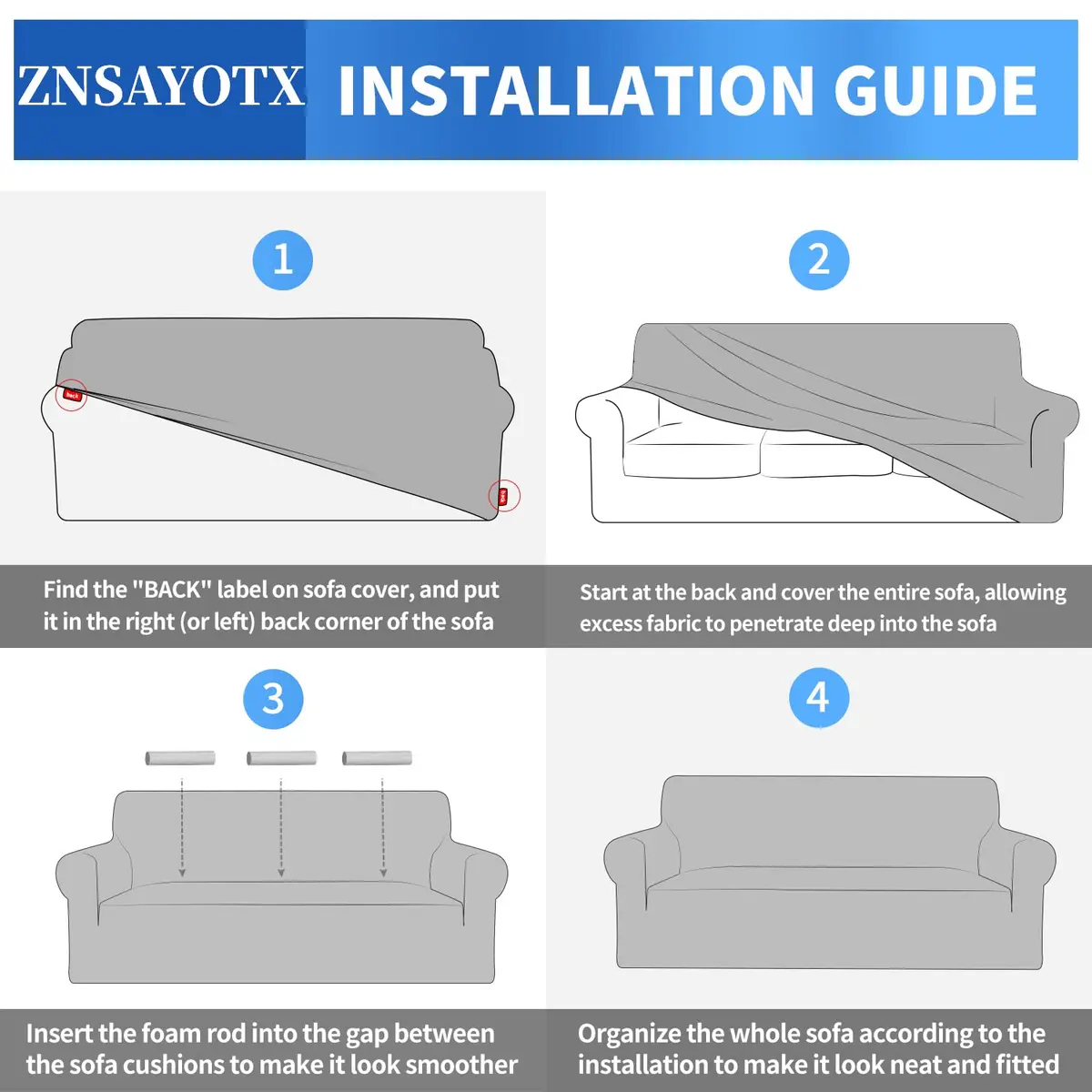 ZNSAYOTX 1 Piece Jacquard Couch Cover for 3 Cushion Sofa | High Stretch Furniture Protector Light Grey - view 7