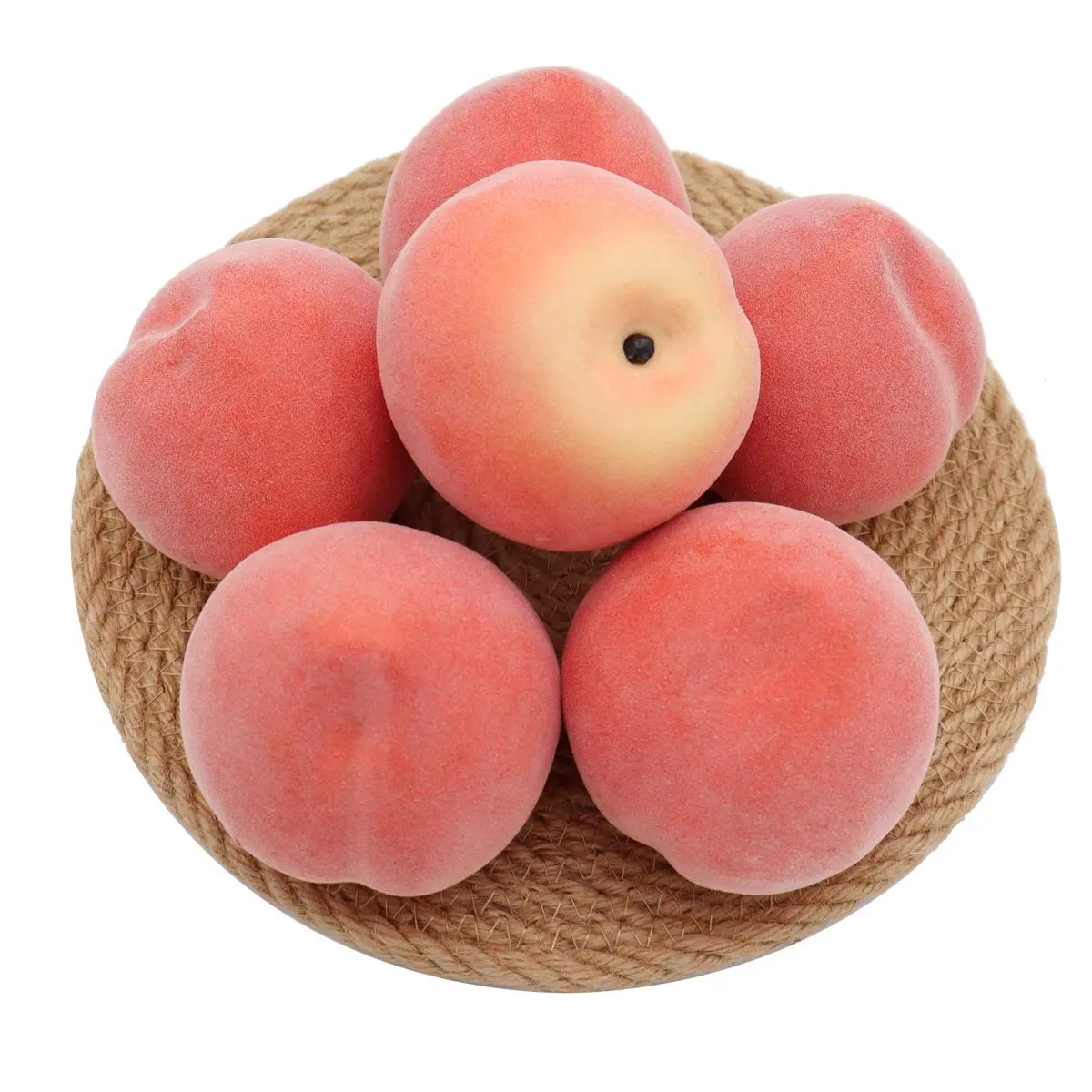 Mefier Home 6pcs Artificial Peaches Fake Peaches Vivid Pink Foam Fruit Decorations | 8 cm (3.15 in) Height - main product image