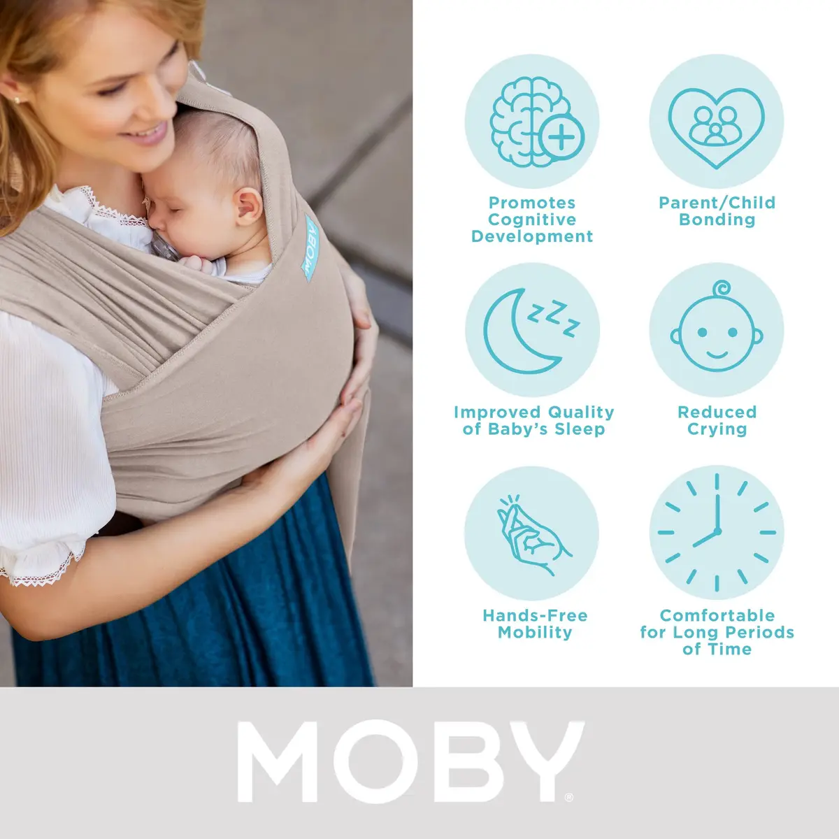 Moby Baby Wrap Carrier Element for Newborns to Toddlers (8-33lbs) | Ultra Lightweight & Adjustable - view 3