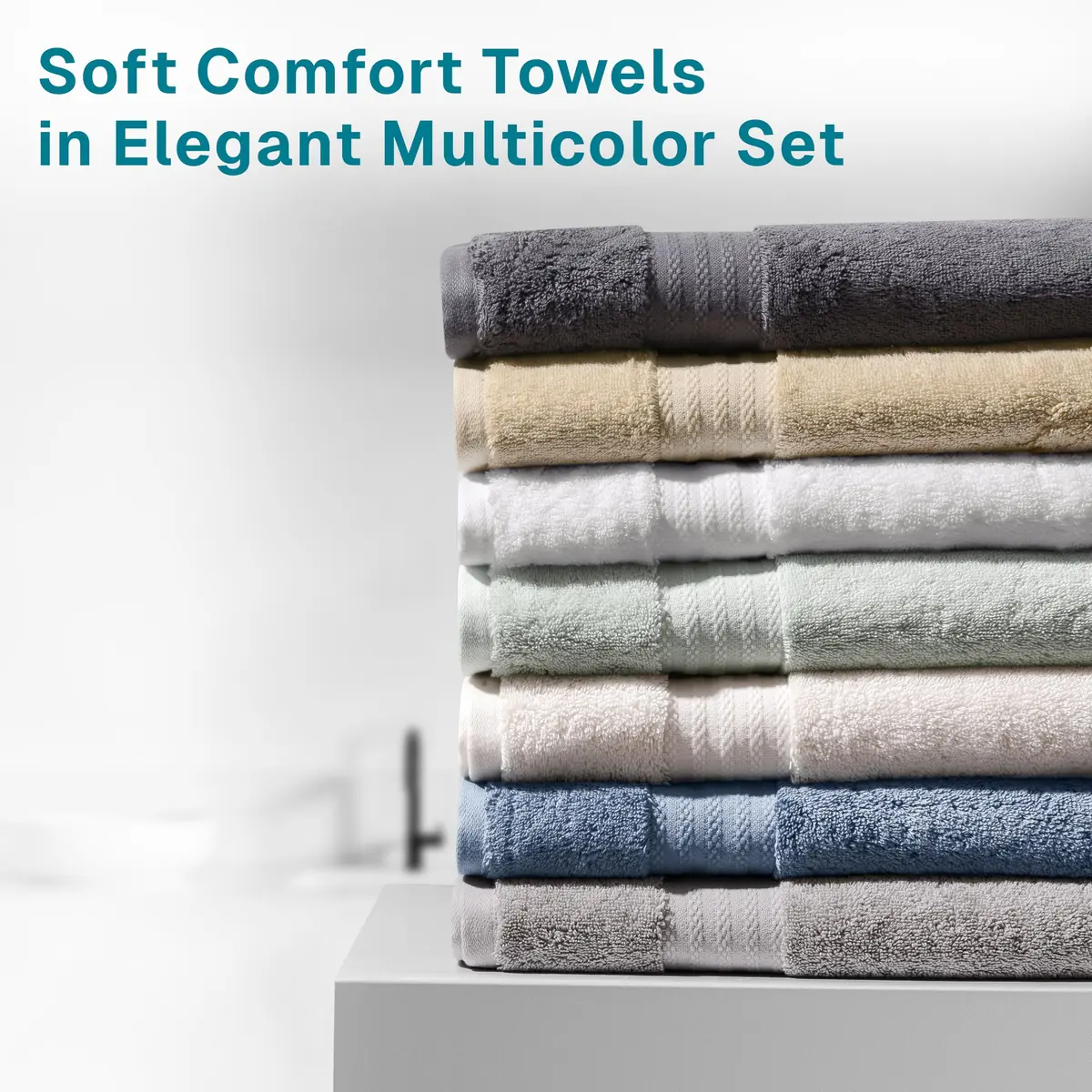 Fabdreams 100% Organic Cotton Bath Towel Set | GOTS Certified | 700 GSM | 6-Piece White - view 5