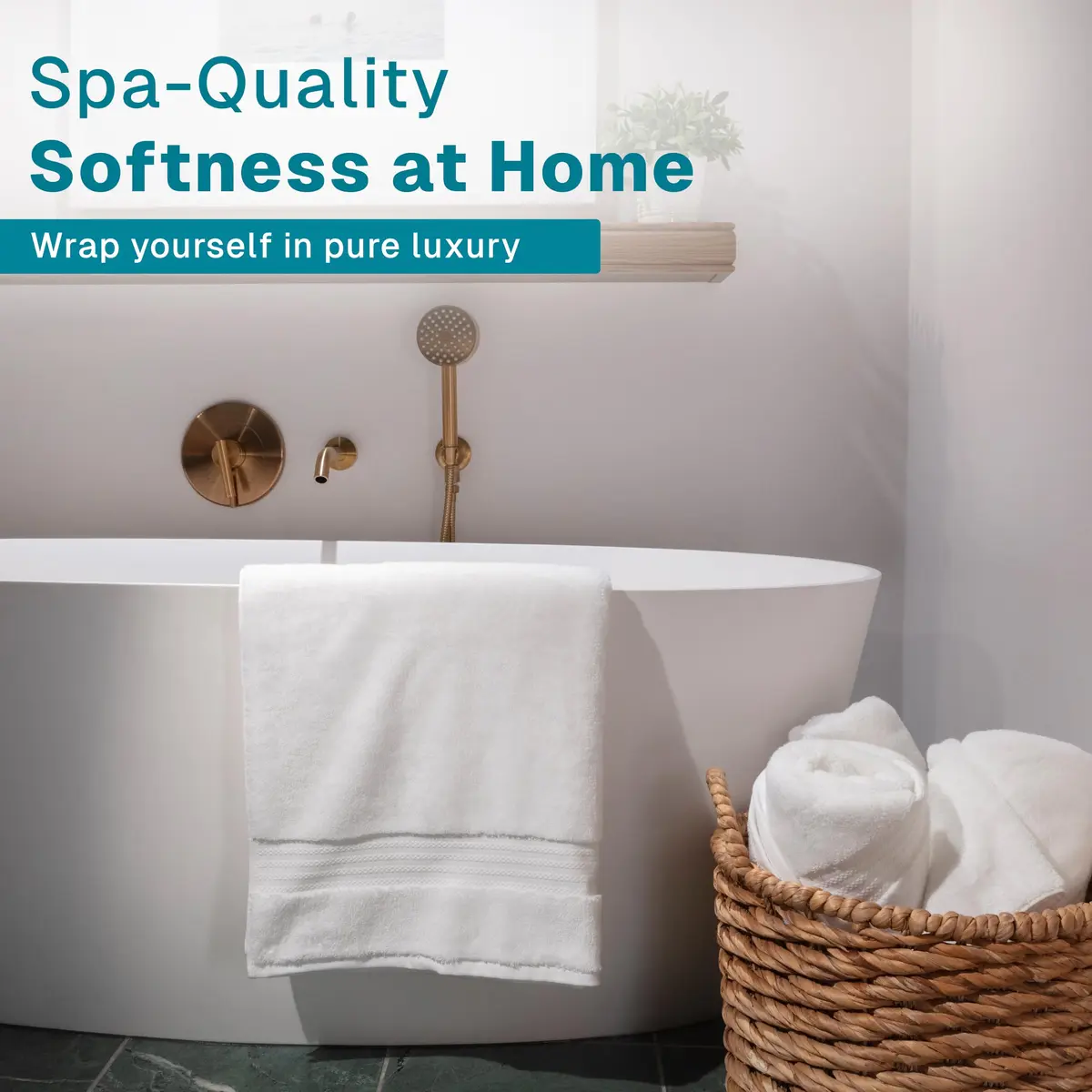 Fabdreams 100% Organic Cotton Bath Towel Set | GOTS Certified | 700 GSM | 6-Piece White - view 2