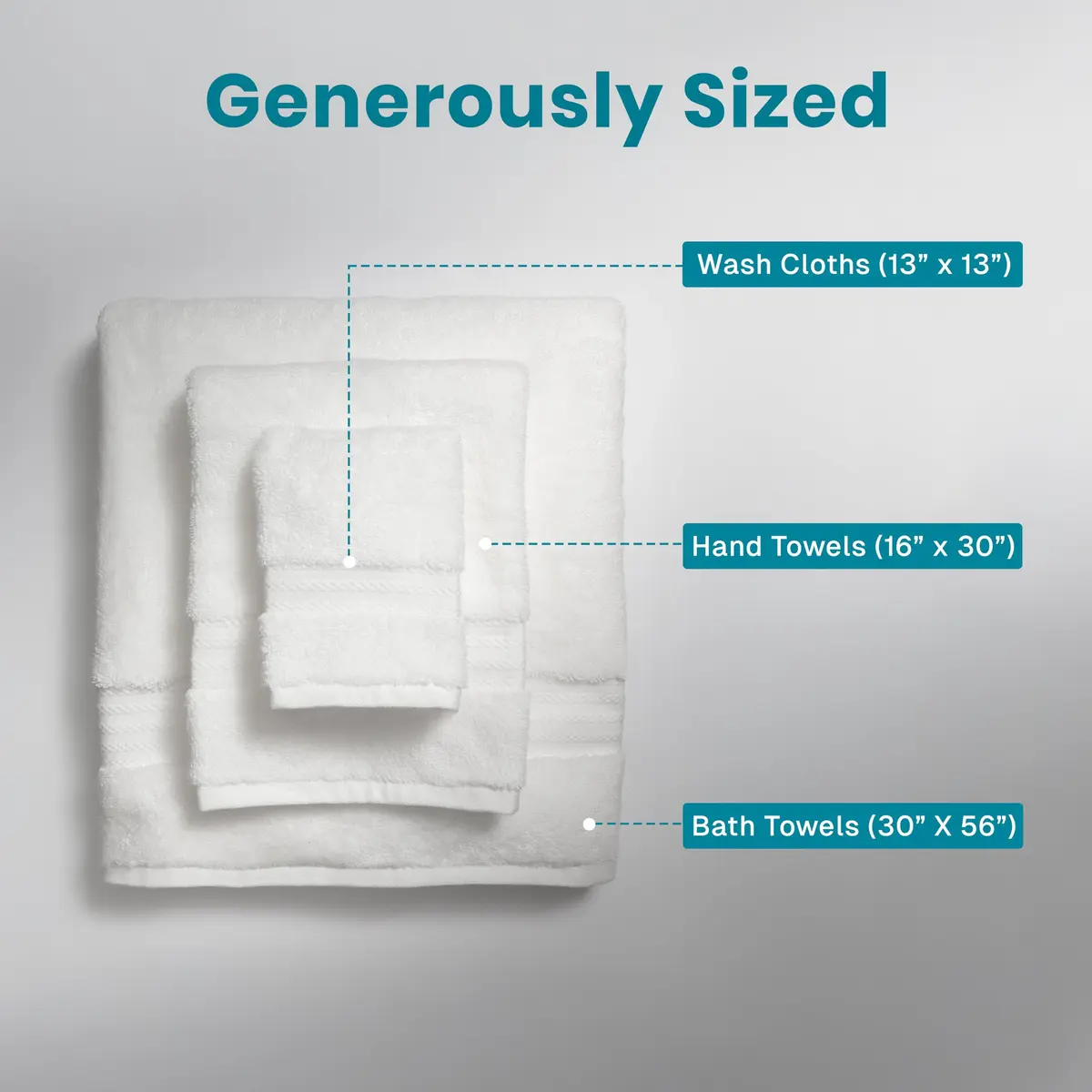 Fabdreams 100% Organic Cotton Bath Towel Set | GOTS Certified | 700 GSM | 6-Piece White - view 4