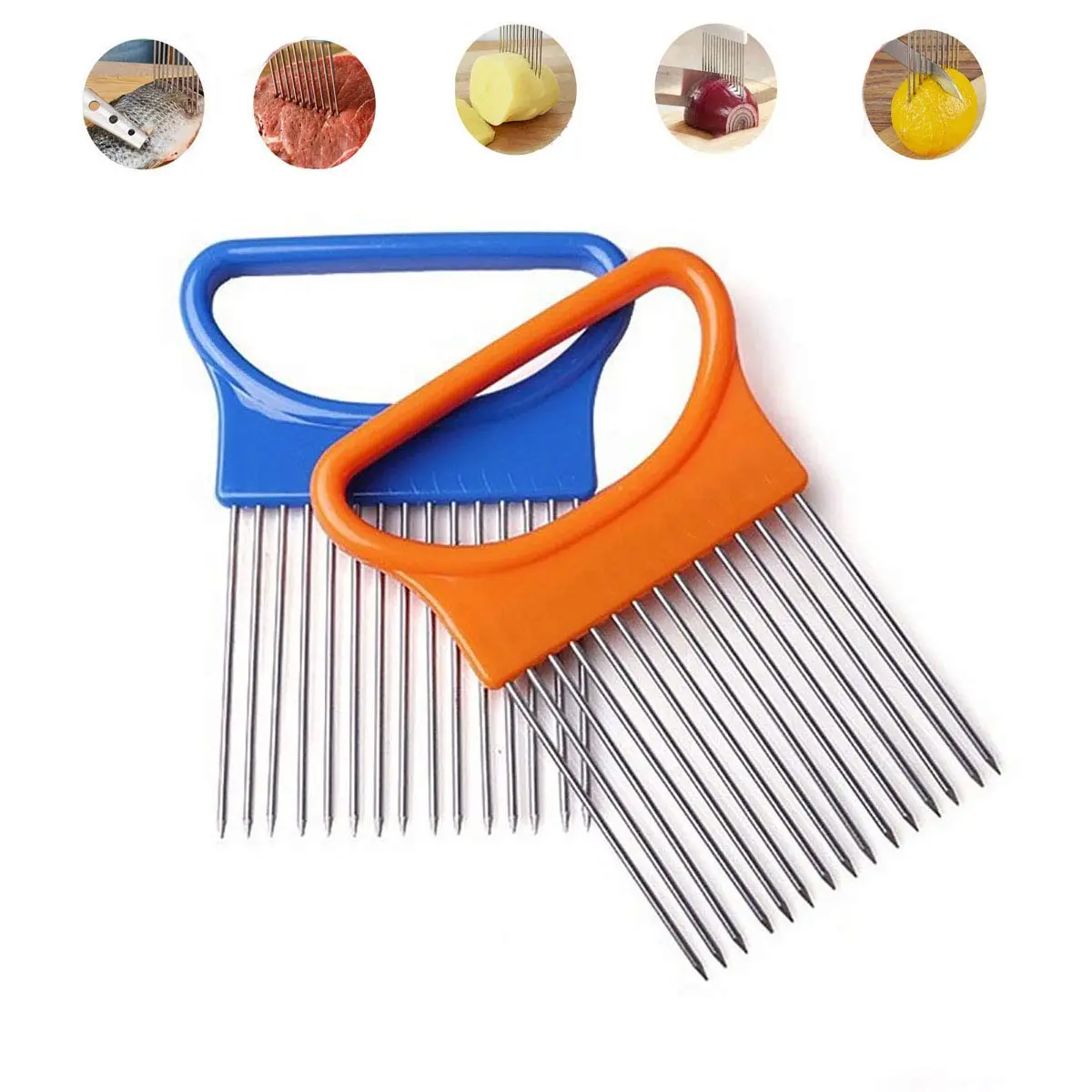 UpTuoLi 2Pcs Onion Holder Slicer, Stainless Steel | Versatile Kitchen Tool for Easy Slicing - view 8