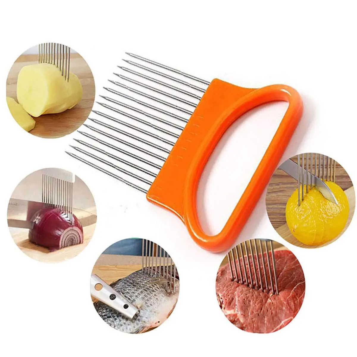 UpTuoLi 2Pcs Onion Holder Slicer, Stainless Steel | Versatile Kitchen Tool for Easy Slicing - view 2