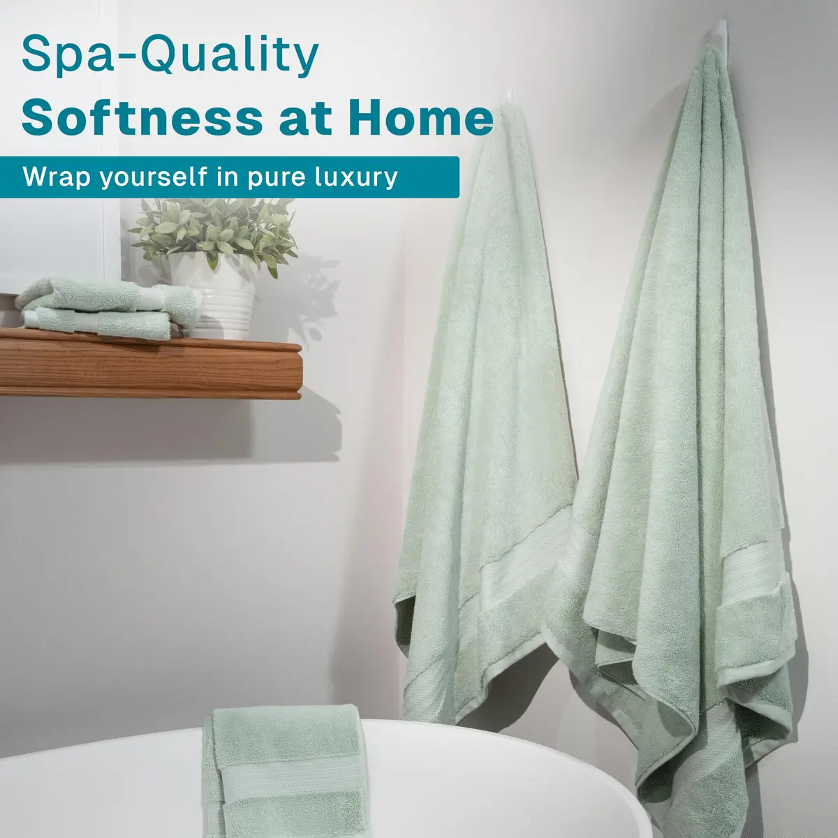 Fabdreams Organic Cotton Bath Towel Set of 6 | 700 GSM Plush & Absorbent for Spa & Home (Green) - view 2