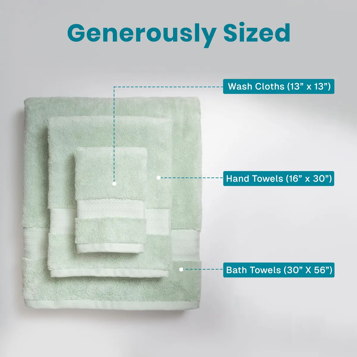Fabdreams Organic Cotton Bath Towel Set of 6 | 700 GSM Plush & Absorbent for Spa & Home (Green) - view 4