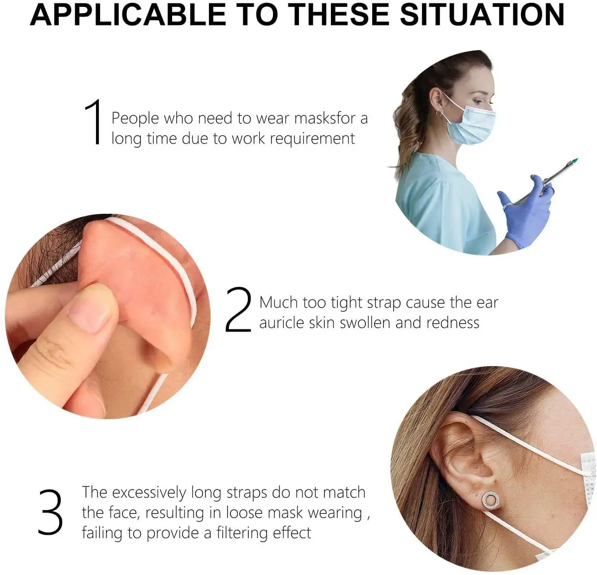 WHATOOK Silicone Mask Extender Strap 6pcs | Adjustable Ear Saver for Masks, Protect Ears, Back of Head (6 Count Pack) - view 6