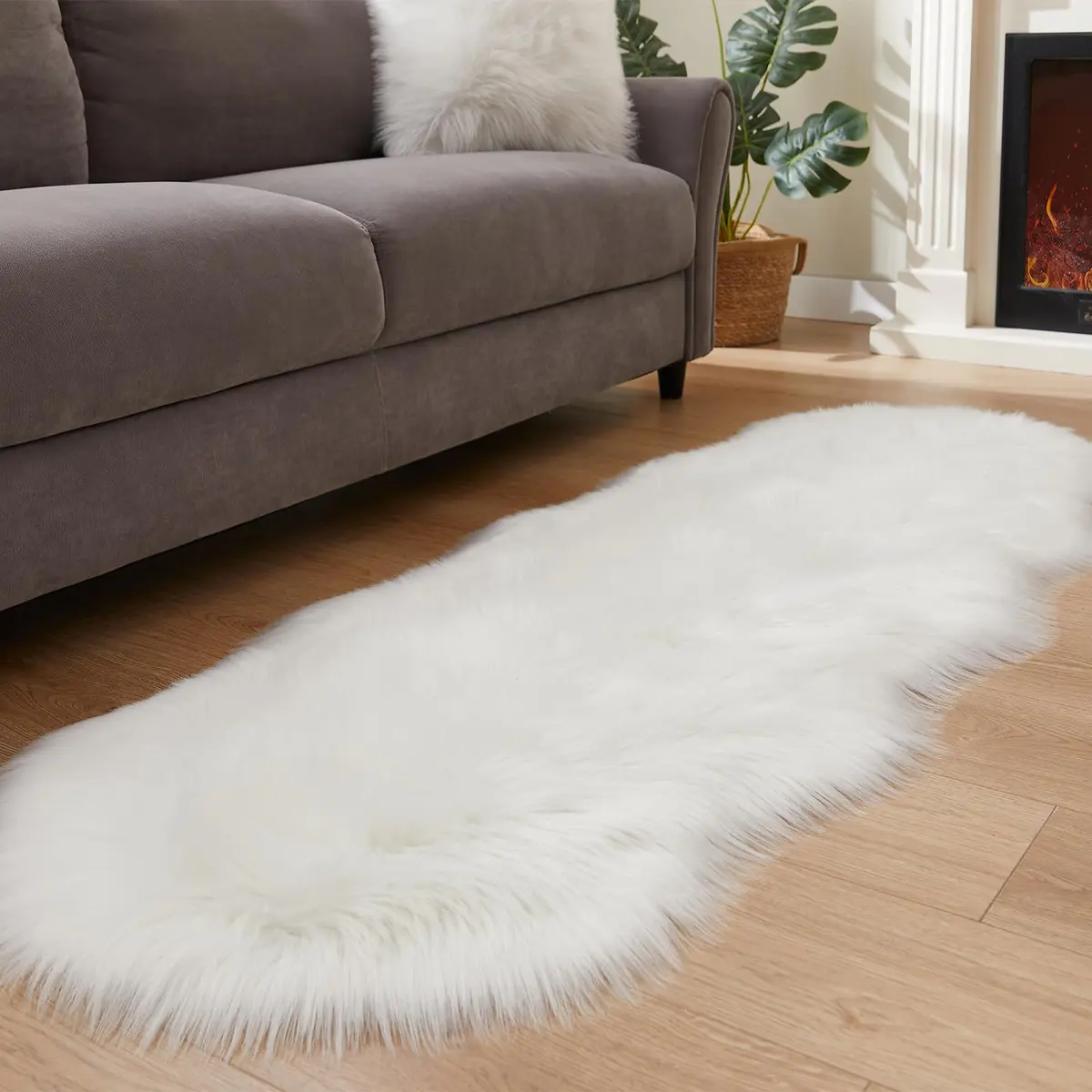 EasyJoy Sheepskin Faux Fur Area Rug 2 x 6 ft | Ultra Soft Fluffy Sheepskin for Bedroom & Living Room - main product image