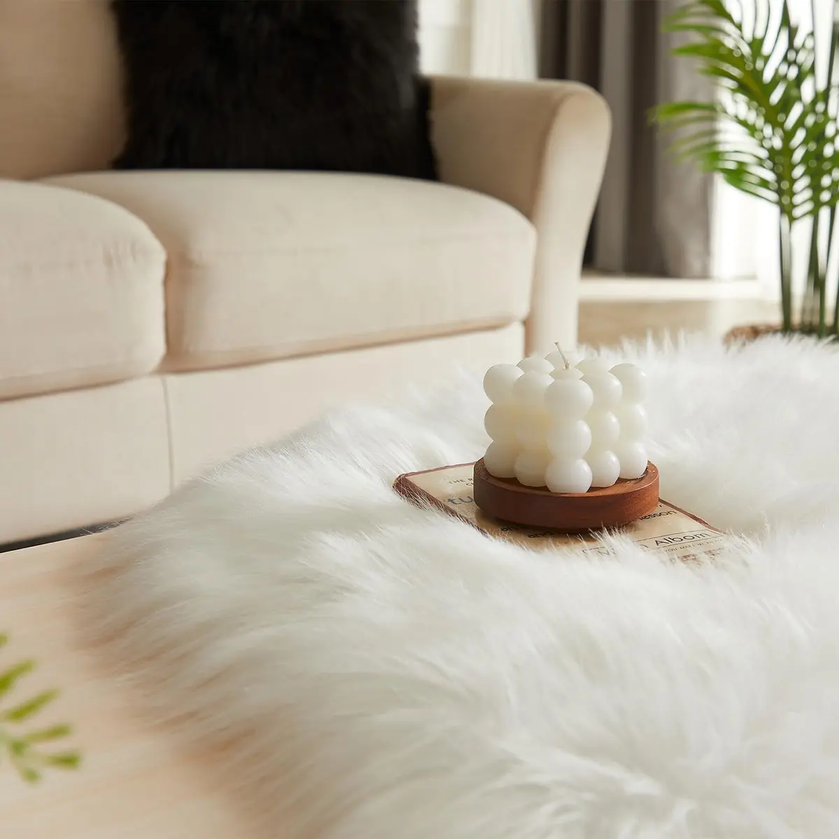 EasyJoy Sheepskin Faux Fur Area Rug 2 x 6 ft | Ultra Soft Fluffy Sheepskin for Bedroom & Living Room - view 5