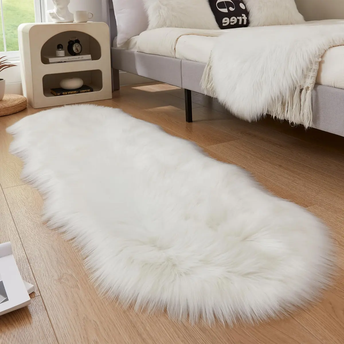 EasyJoy Sheepskin Faux Fur Area Rug 2 x 6 ft | Ultra Soft Fluffy Sheepskin for Bedroom & Living Room - view 2