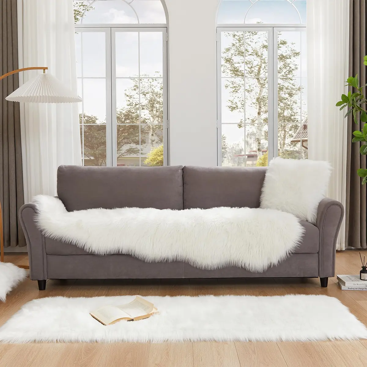EasyJoy Sheepskin Faux Fur Area Rug 2 x 6 ft | Ultra Soft Fluffy Sheepskin for Bedroom & Living Room - view 3
