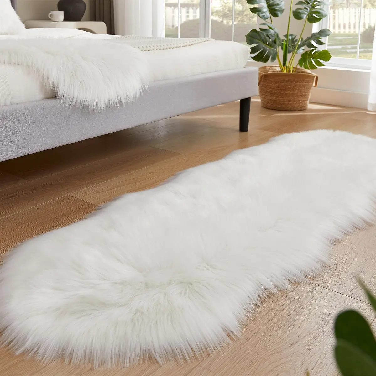 EasyJoy Sheepskin Faux Fur Area Rug 2 x 6 ft | Ultra Soft Fluffy Sheepskin for Bedroom & Living Room - view 4