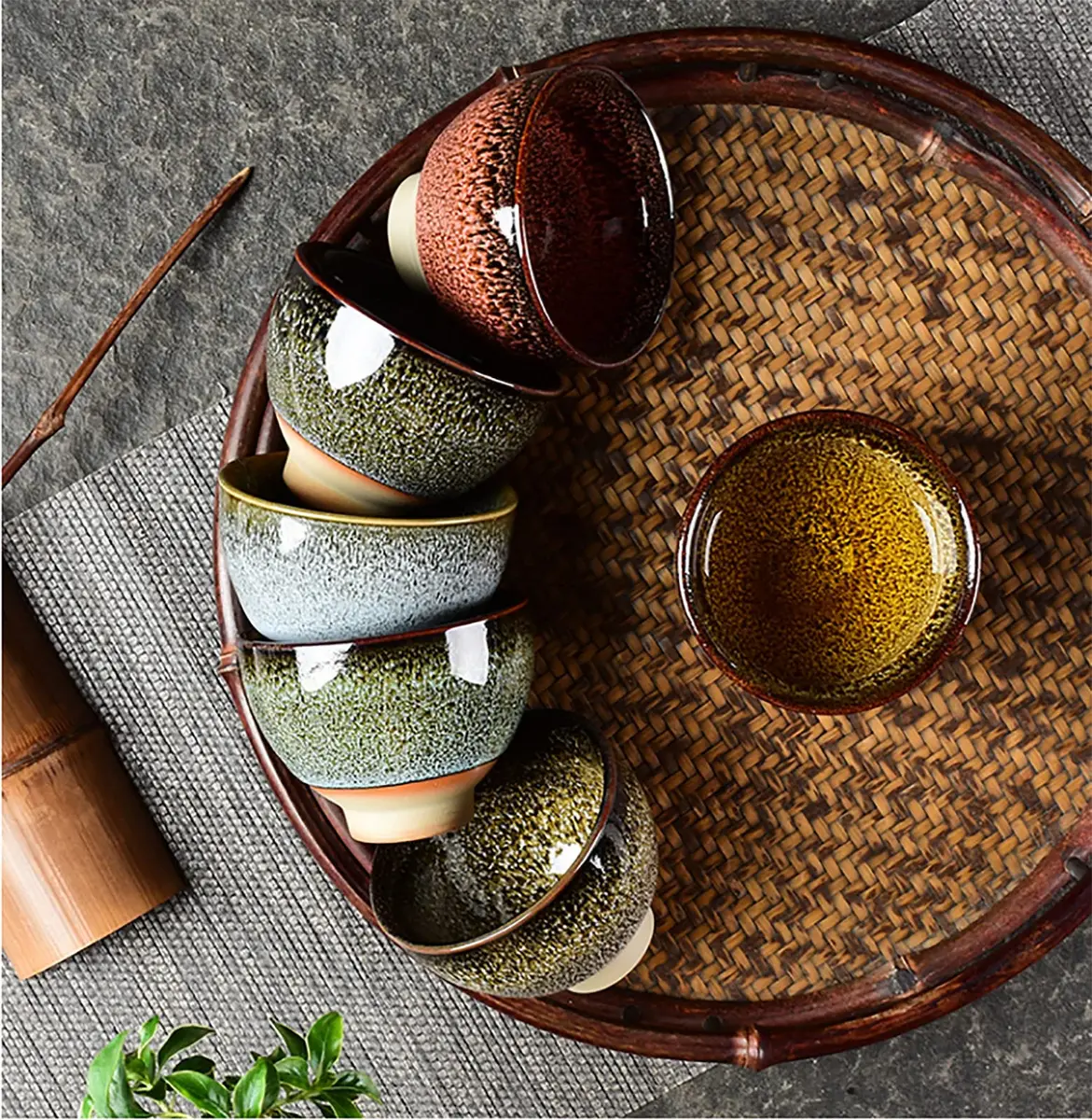 Puoyikt 6pc Ceramic Kung Fu Tea Set | 2.1oz Capacity, 6 Colors, Elegant & Durable - view 3