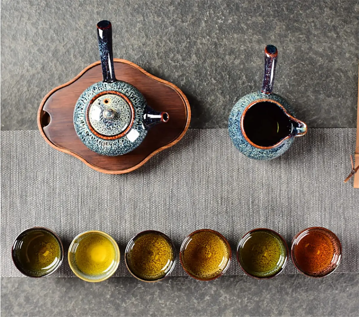Puoyikt 6pc Ceramic Kung Fu Tea Set | 2.1oz Capacity, 6 Colors, Elegant & Durable - view 4