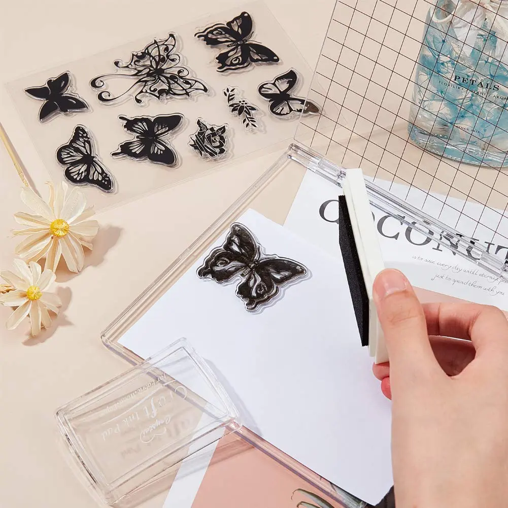 PH PandaHall Acrylic Stamp Block for Card Making | 15.1x15.7cm Clear Stamping Platform with Grid Lines - view 6
