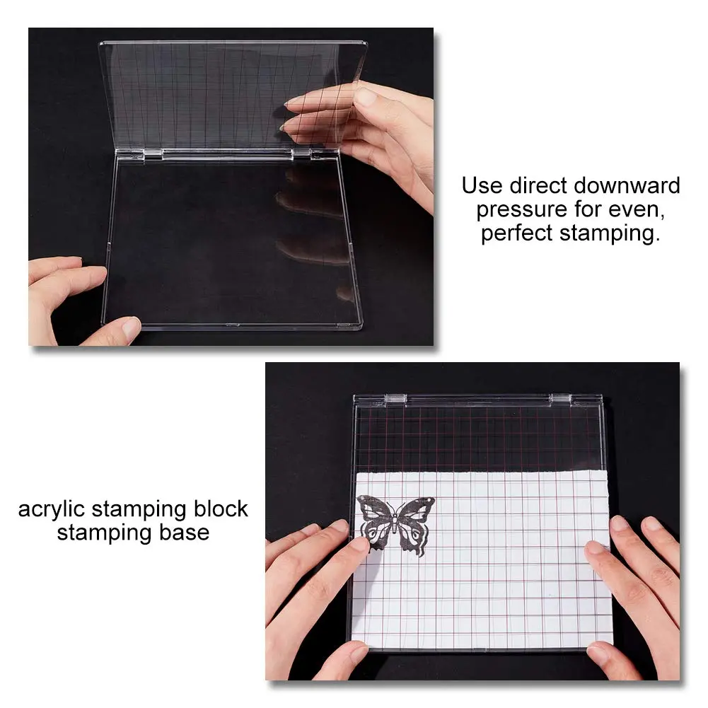 PH PandaHall Acrylic Stamp Block for Card Making | 15.1x15.7cm Clear Stamping Platform with Grid Lines - view 7