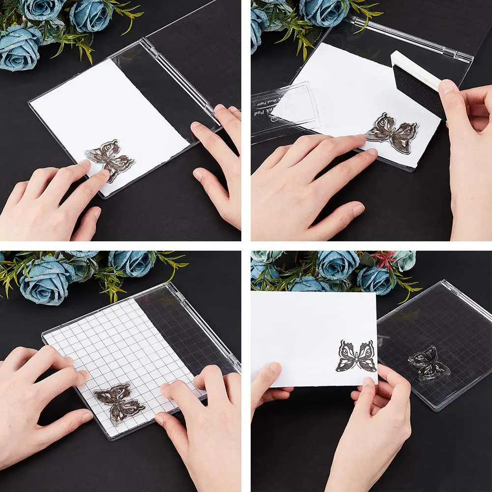 PH PandaHall Acrylic Stamp Block for Card Making | 15.1x15.7cm Clear Stamping Platform with Grid Lines - view 2