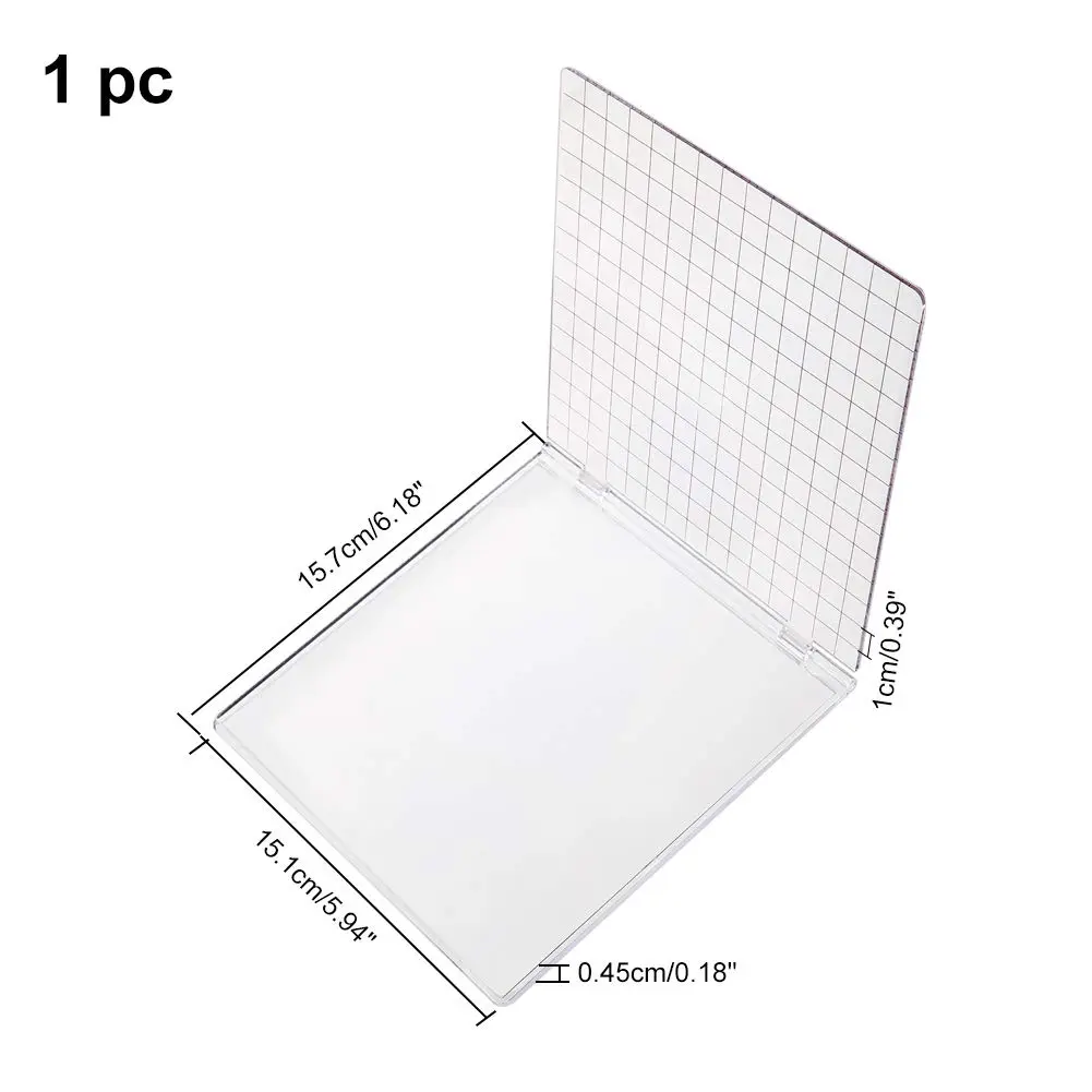 PH PandaHall Acrylic Stamp Block for Card Making | 15.1x15.7cm Clear Stamping Platform with Grid Lines - view 3