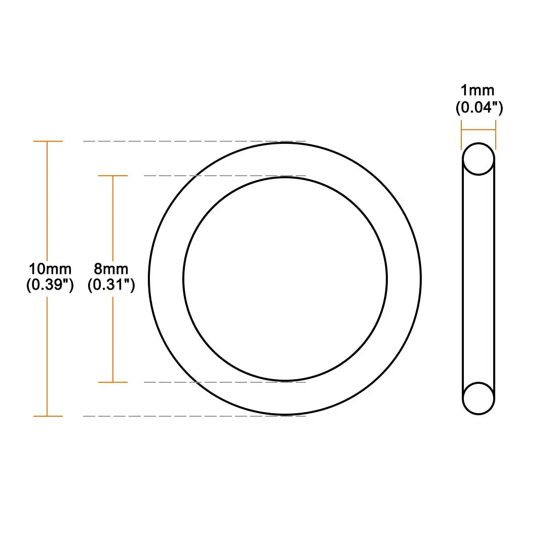 uxcell Silicone O-Ring, 10mm OD, 8mm ID, 1mm Width | Wide Temperature Range, High Resistance - view 2