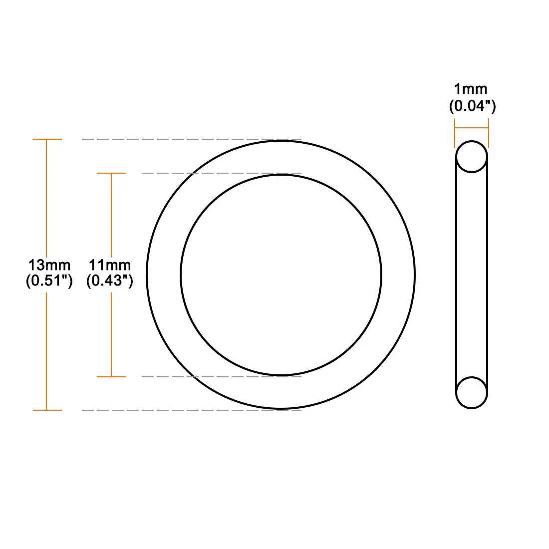 uxcell Silicone O-Ring, 13mm OD, 11mm ID, 1mm Width | Wide Temperature Range for Sealing (70-120c) - view 2