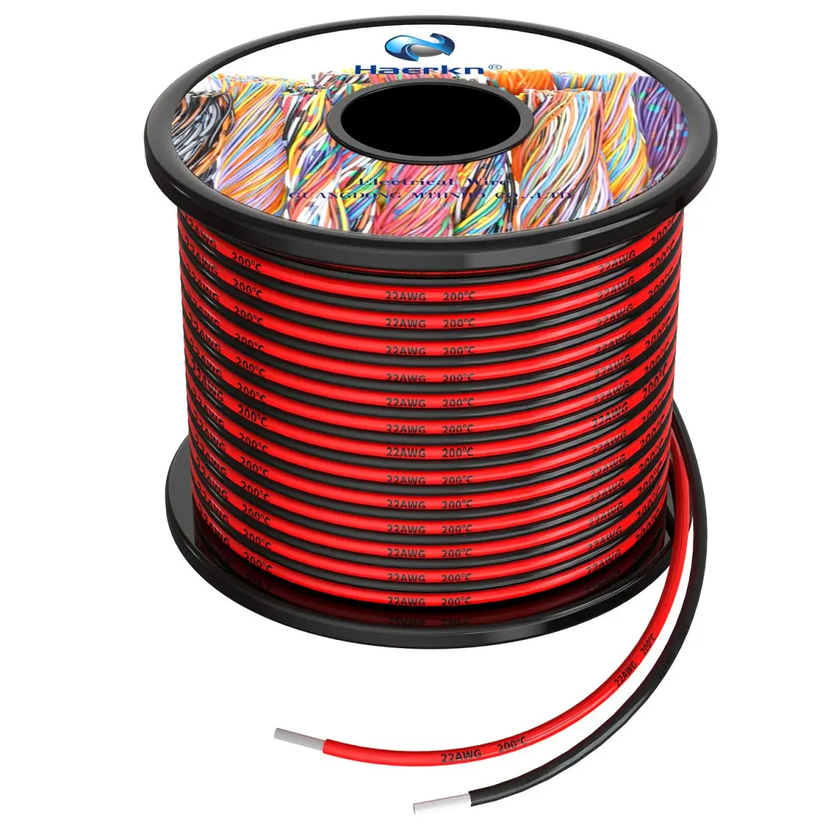 Haerkn 22 AWG Silicone Wire 200ft (60.96m) | 600V Rated, Ultra-Flexible, Tinned Copper - main product image