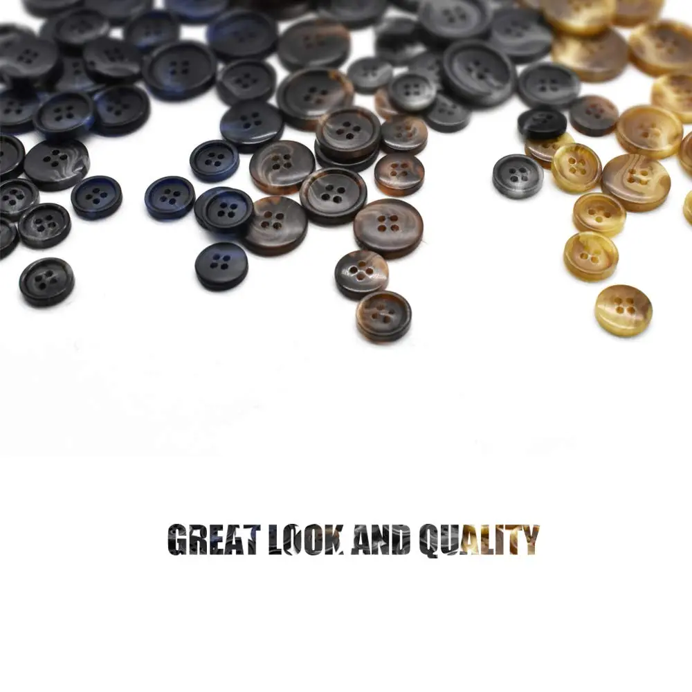 Renashed Faux Buffalo Horn Resin Buttons 15mm, 20mm, 25mm | 90-Piece Set for Suits & Coats - view 6
