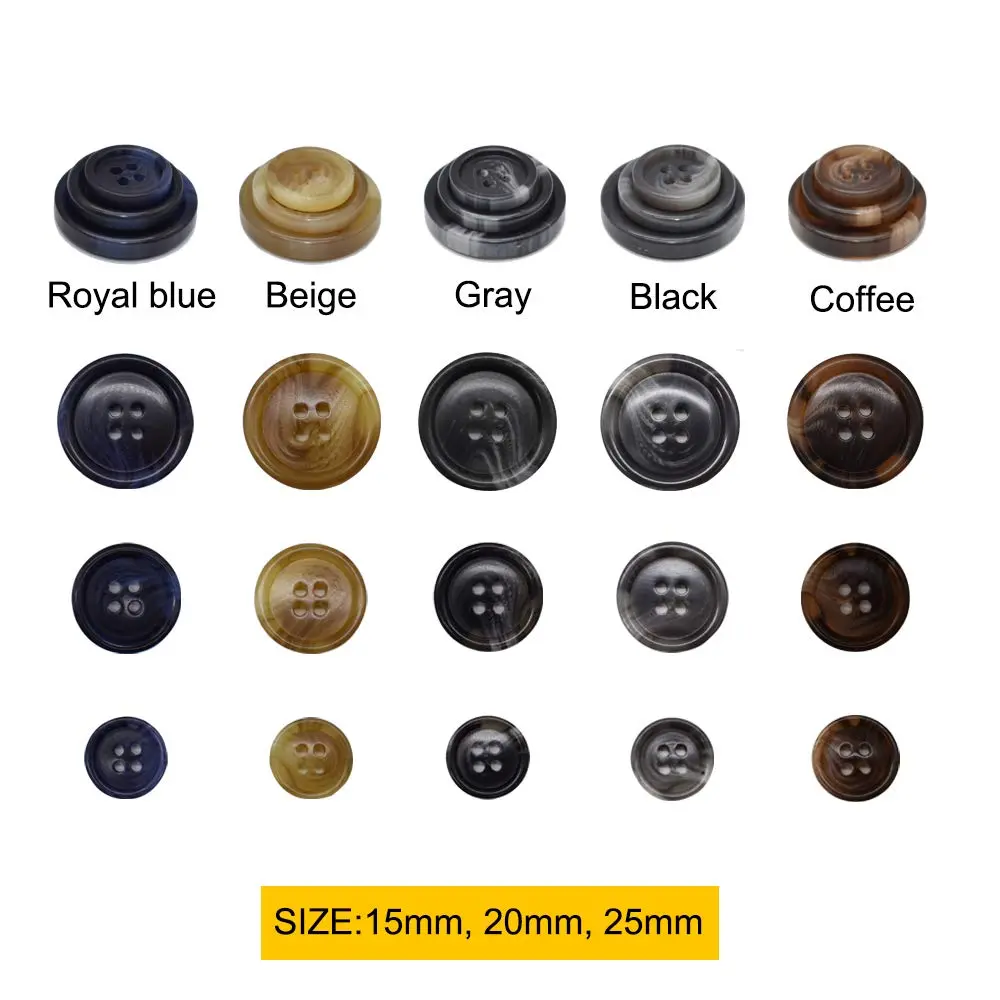 Renashed Faux Buffalo Horn Resin Buttons 15mm, 20mm, 25mm | 90-Piece Set for Suits & Coats - view 2
