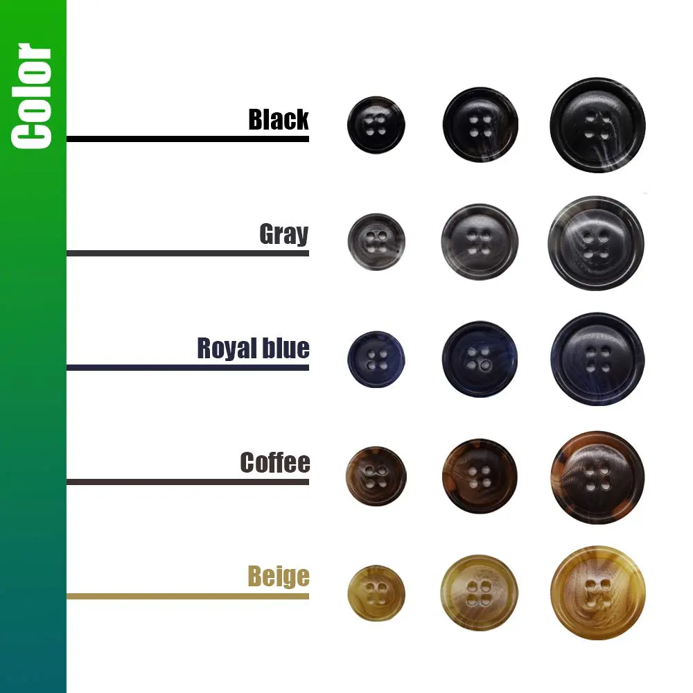 Renashed Faux Buffalo Horn Resin Buttons 15mm, 20mm, 25mm | 90-Piece Set for Suits & Coats - view 4