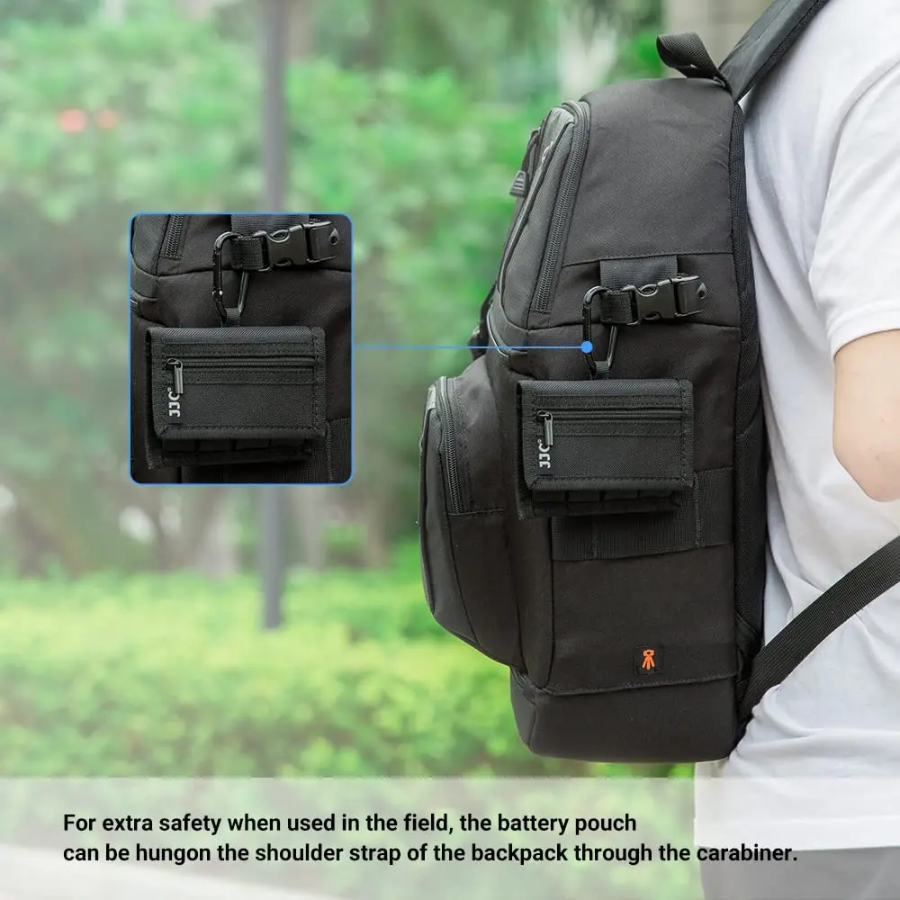 JJC 18650 20700 or 21700 Battery Pouch Holder Storage Case with Carabiner | Water-Resistant Polyester, 4 Pack, Belt & Carabiner Mount - view 5