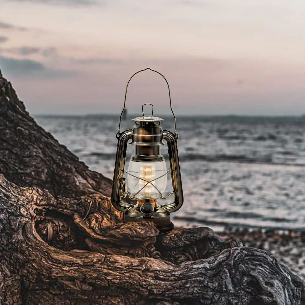 YAKii LED Vintage Lantern Metal Hanging Hurricane 34.29cm (13.5") | Dimmable Warm White Light for Power Outages & Camping - view 5