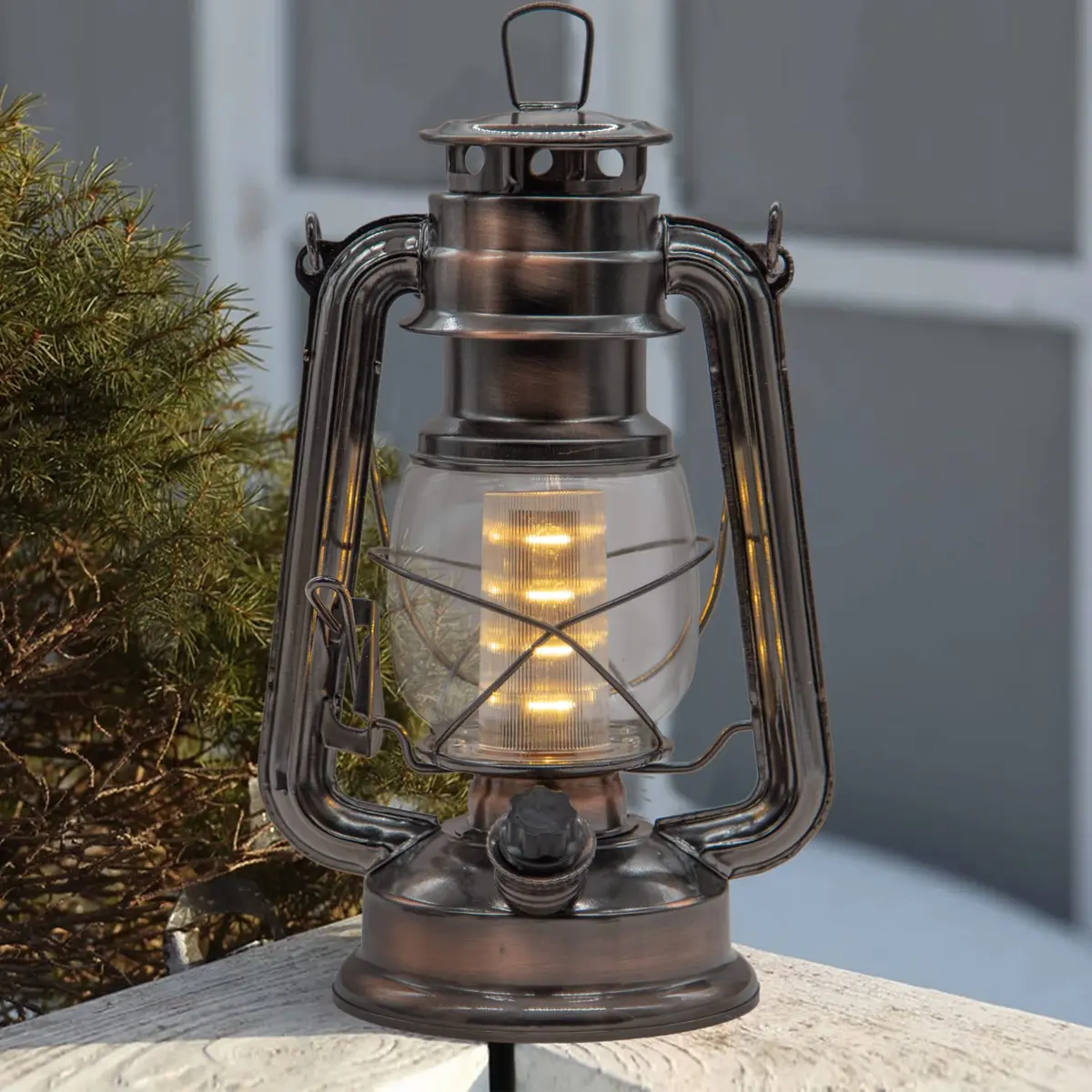 YAKii LED Vintage Lantern Metal Hanging Hurricane 34.29cm (13.5") | Dimmable Warm White Light for Power Outages & Camping - view 9