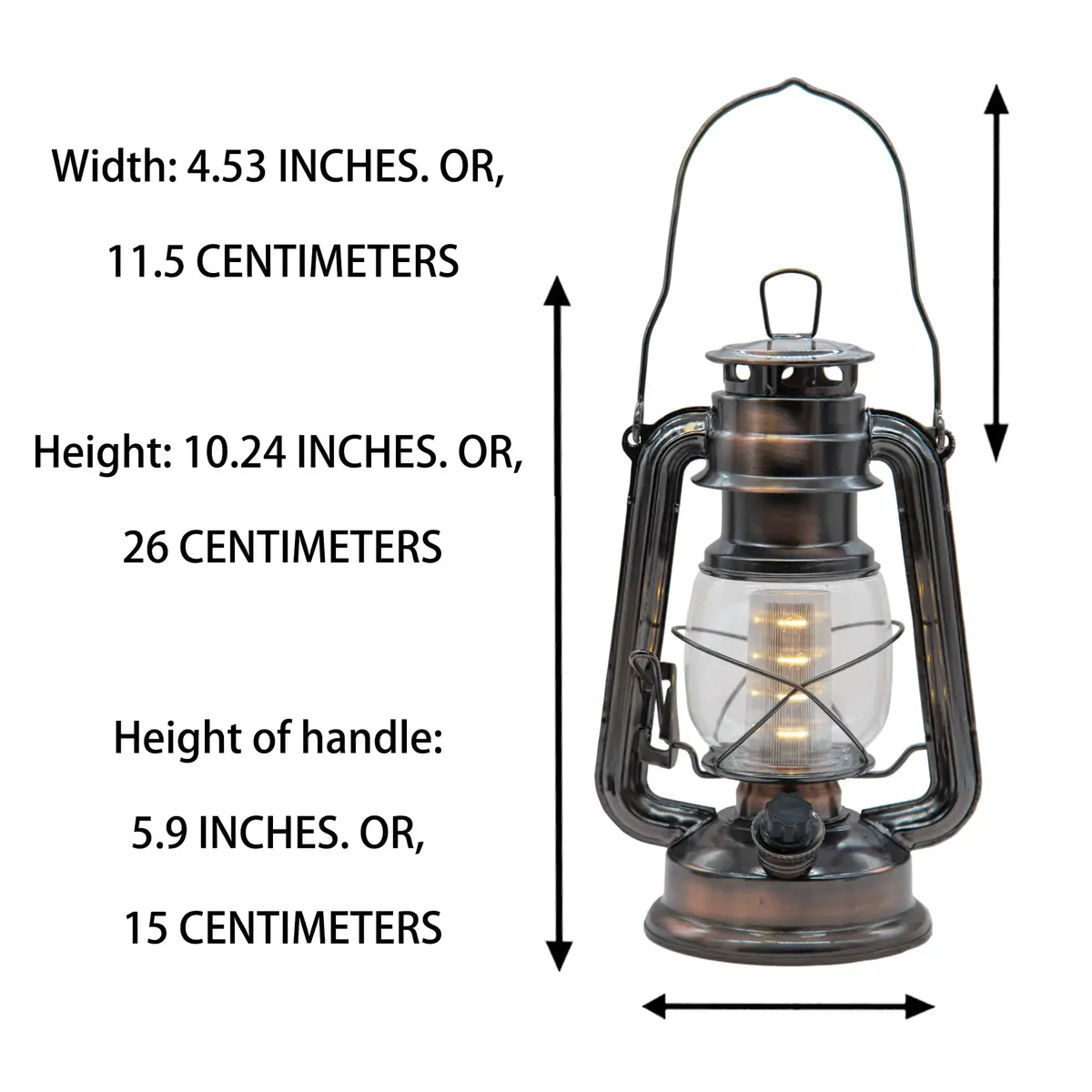 YAKii LED Vintage Lantern Metal Hanging Hurricane 34.29cm (13.5") | Dimmable Warm White Light for Power Outages & Camping - view 2