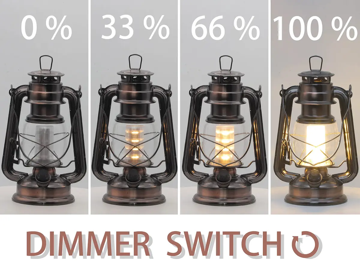YAKii LED Vintage Lantern Metal Hanging Hurricane 34.29cm (13.5") | Dimmable Warm White Light for Power Outages & Camping - view 4
