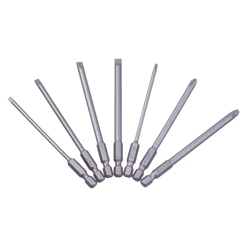 Rocaris 12 Pack 100mm (3.93") Hex Shank Magnetic Screwdriver Bits Set | S2 Steel, Slotted & Cross Head - view 7