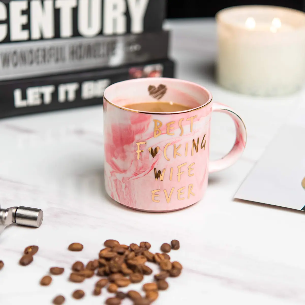 Hendson Marble Ceramic Coffee Mug Cup 340ml (11.5 Fl Oz) | Romantic Gift for Wife - view 6