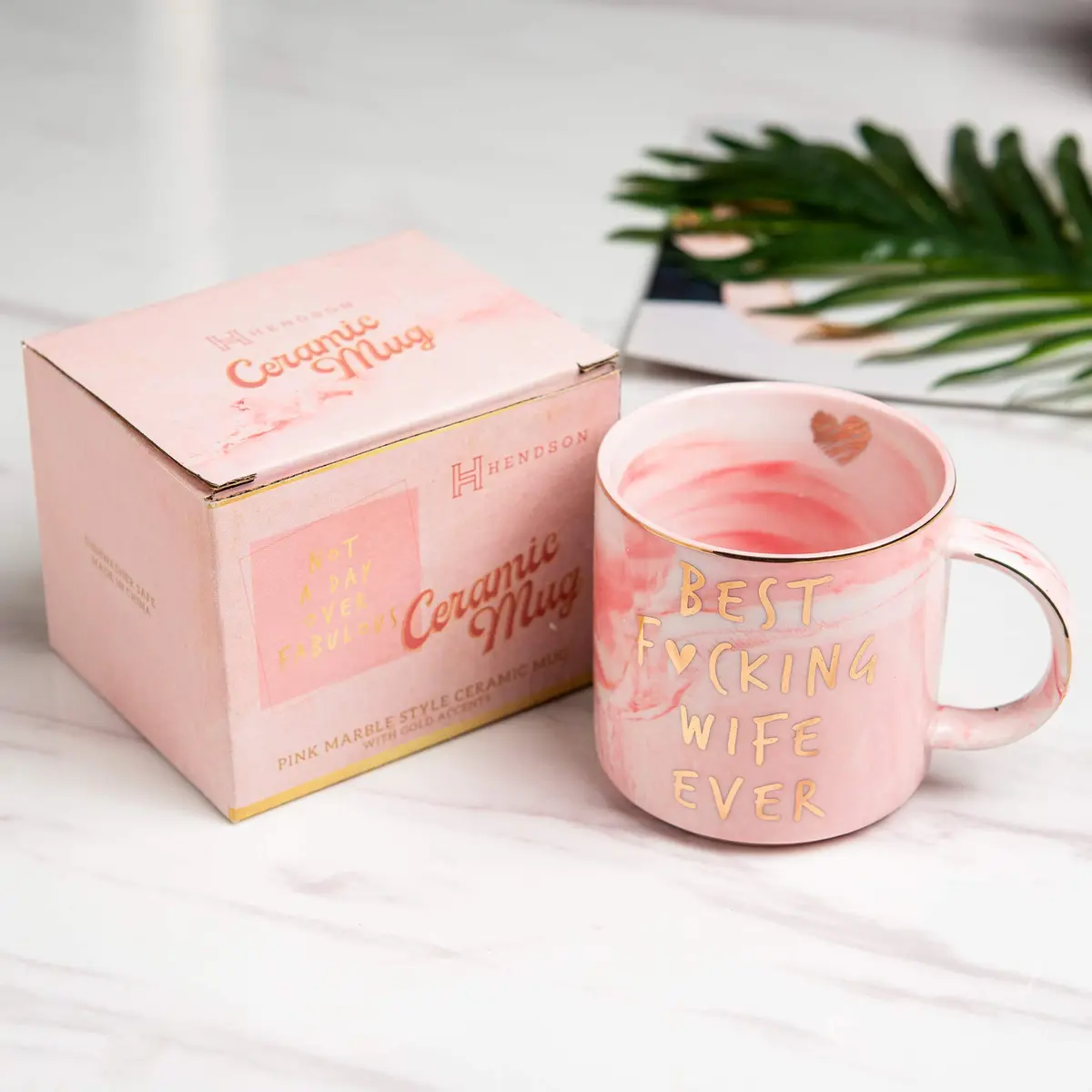 Hendson Marble Ceramic Coffee Mug Cup 340ml (11.5 Fl Oz) | Romantic Gift for Wife - view 2