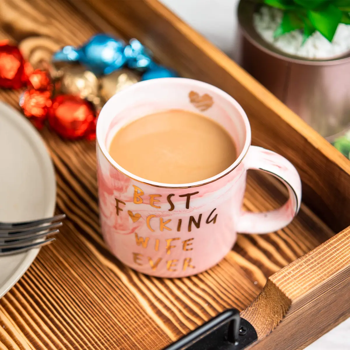 Hendson Marble Ceramic Coffee Mug Cup 340ml (11.5 Fl Oz) | Romantic Gift for Wife - view 3