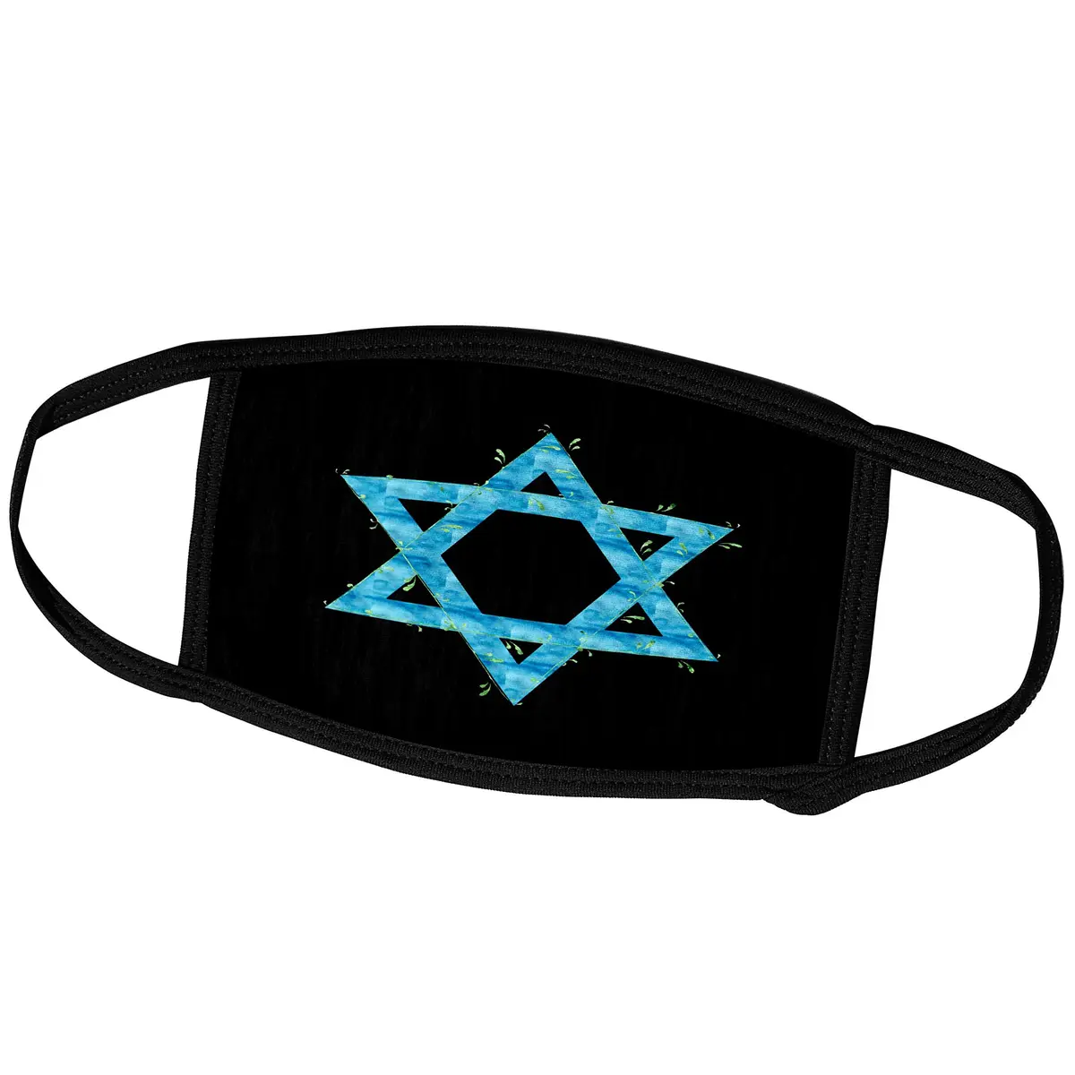 3dRose Face Mask with Star of David & Green Leaves | Lightweight, Reusable, Custom Design (6.7 x 4.3-inch) - main product image