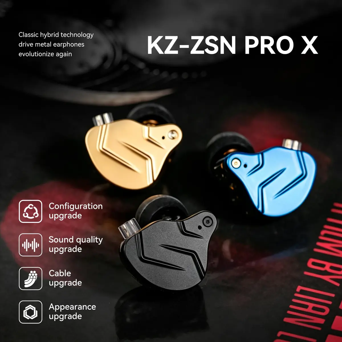 Kinboofi KZ ZSN PRO X Gaming Earbuds 1BA 1DD Dual Driver Type-C Cable - view 2