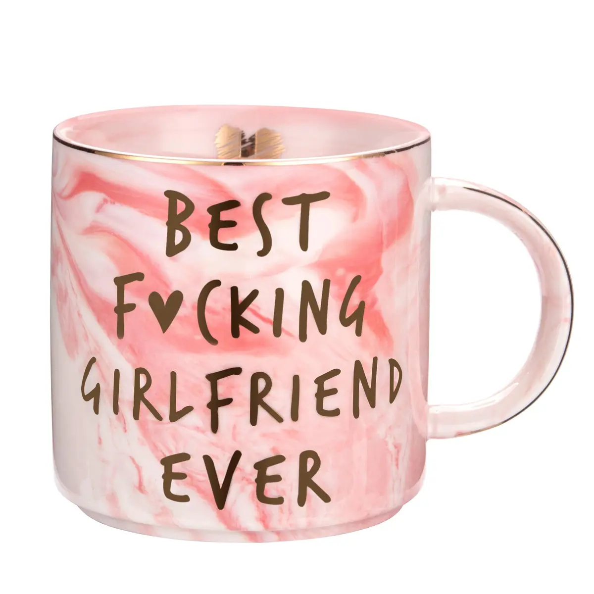 Hendson Pink Marble Mug 11.5oz | Romantic Coffee Cup for Her - main product image