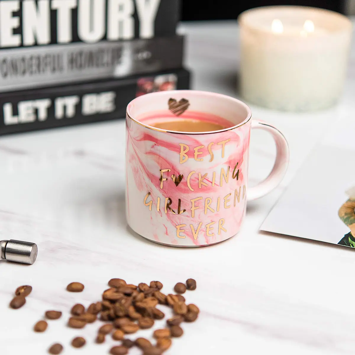 Hendson Pink Marble Mug 11.5oz | Romantic Coffee Cup for Her - view 6