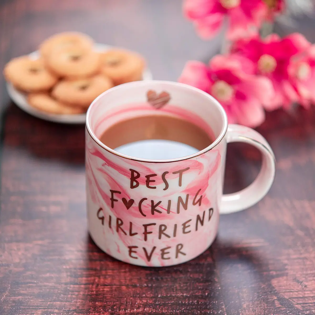 Hendson Pink Marble Mug 11.5oz | Romantic Coffee Cup for Her - view 7
