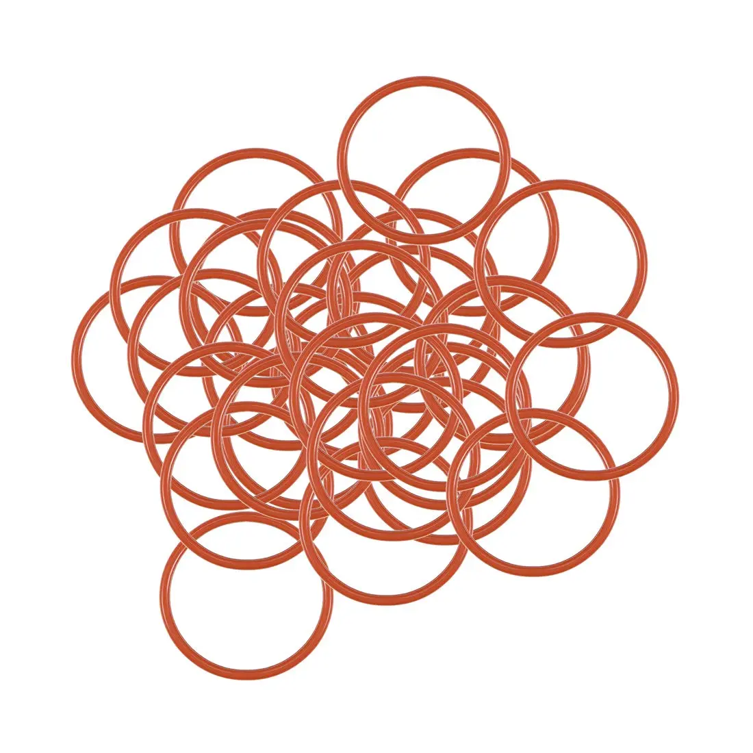 uxcell Red Silicone O-Ring 16mm OD x 14mm ID x 1mm Width | Pack of 30 VMQ Seal Rings - main product image