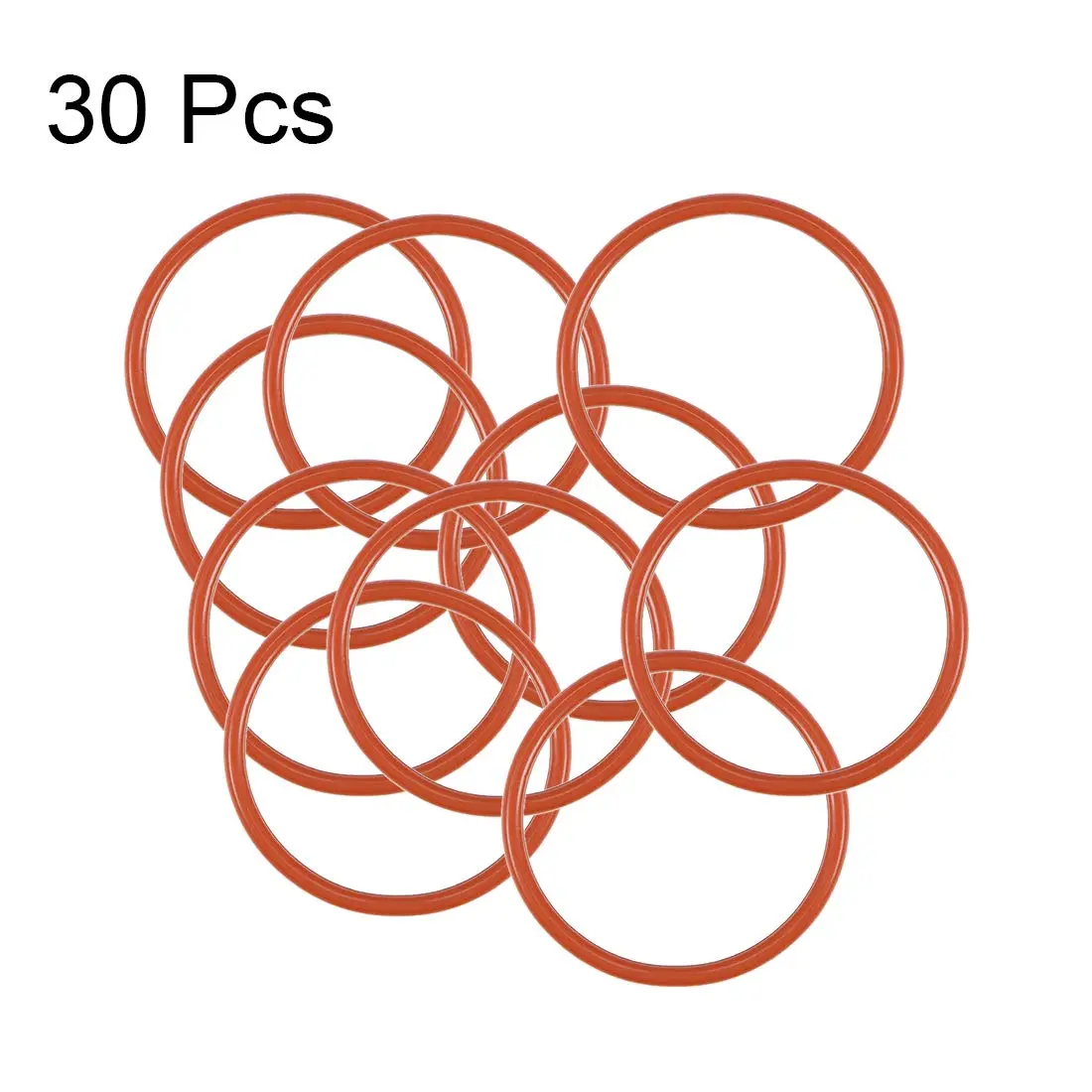 uxcell Red Silicone O-Ring 16mm OD x 14mm ID x 1mm Width | Pack of 30 VMQ Seal Rings - view 3